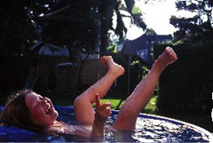 happy in above ground pool little