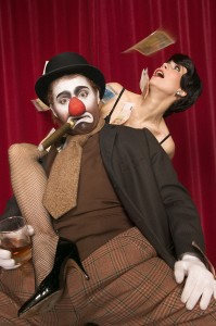 Inside Magic Image of Female Magician Kathleen Lakeland Beating Clown in Contest