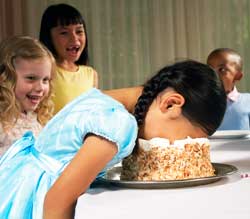 Inside Magic Image of Birthday Girl Embarrassed by Hired Magician